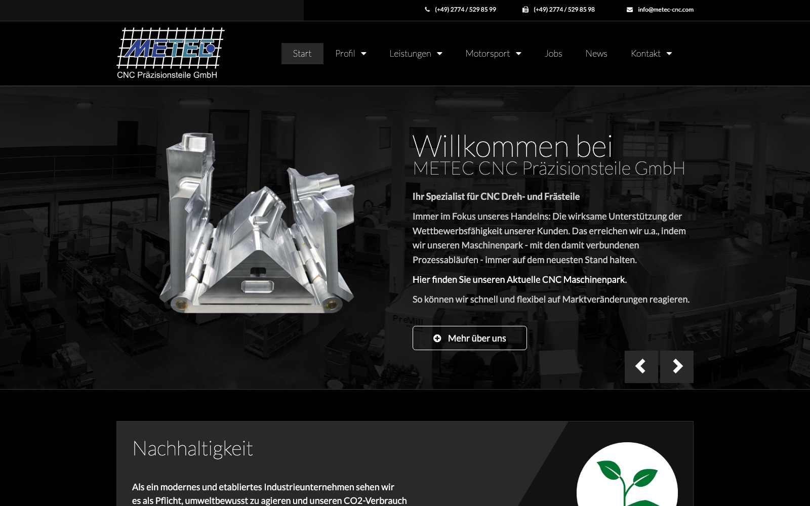 Bisherige Website metec-cnc.com
